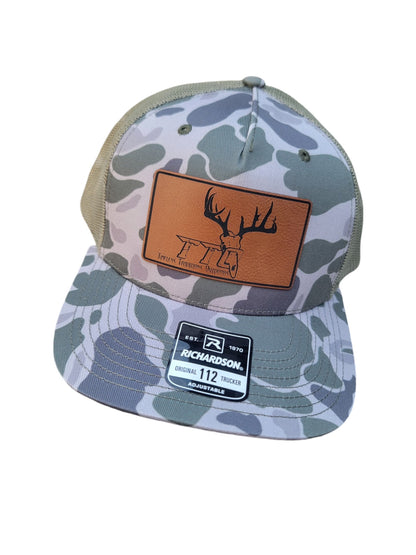 Deer Leather Patch 5 Panel Snapback